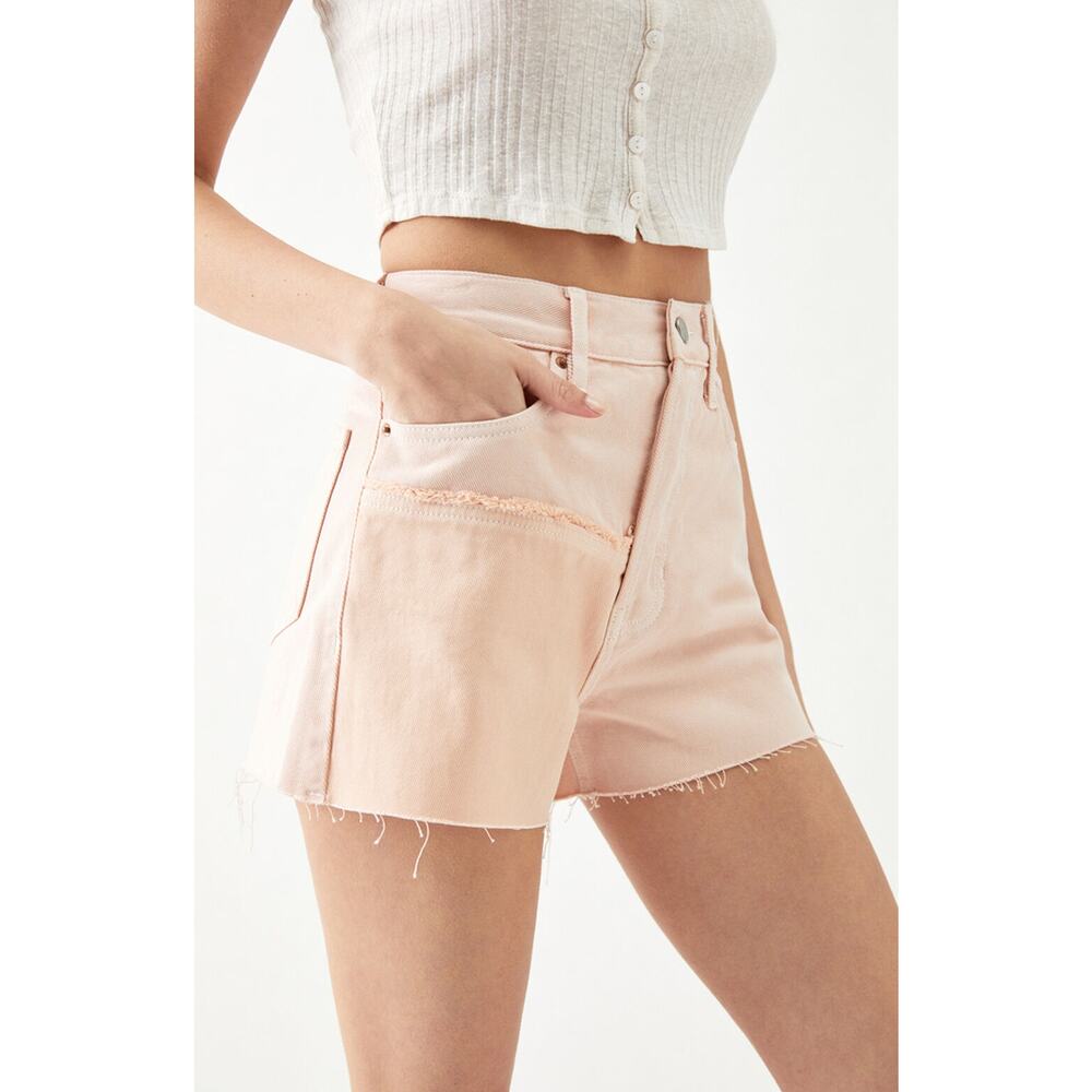 Pacsun Women’s Ultra High Waisted Vintage Raw Hem Denim Short Size 23 Pink Panel